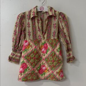 Youngland Pink and Green Floral Patchwork Dress 1970’s